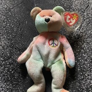Ty Beanie Baby: Peace the Neon Bear | Stuffed Animal | MWMT